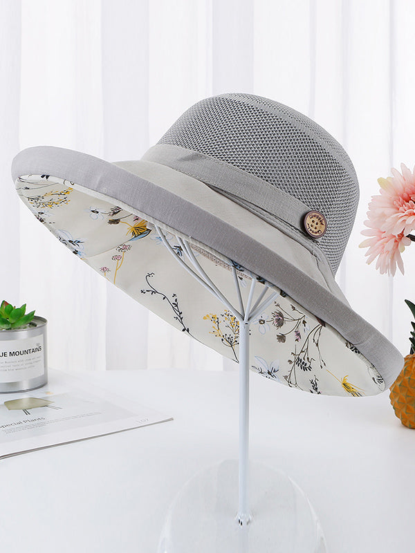 Chapeau de soleil ajouré imprimé à lacets, à empiècements