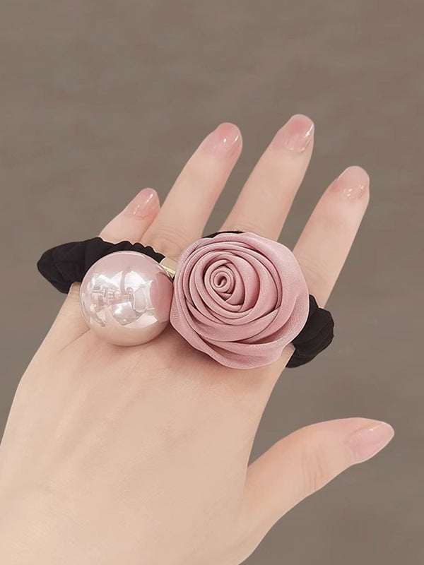 Perles élastiques en forme de fleur plissées et brillantes, accessoires pour cheveux, élastique pour queue de cheval