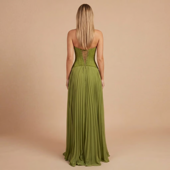 Carol - Robe maxi plissée en dentelle