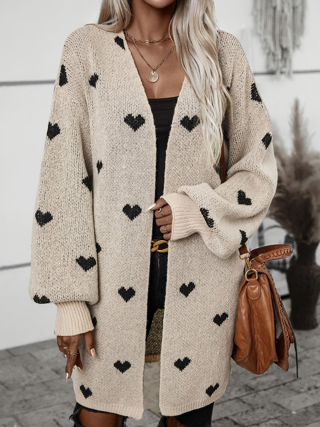Cardigan pour femmes avec motif cœur | Manches longues