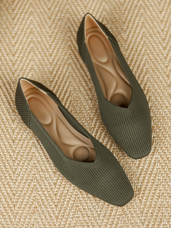Chaussures à bout carré, couleur unie