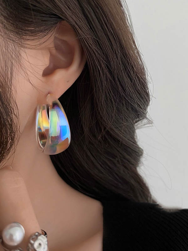 Boucles d'oreilles pendantes géométriques normcore, couleur contrastée