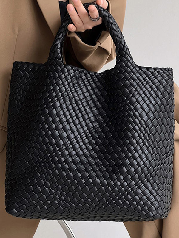 Sac à main tressé couleur unie