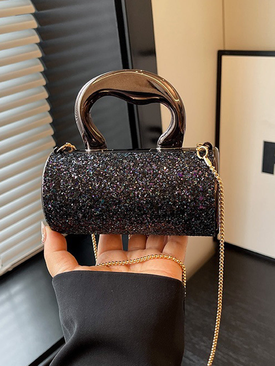 Sac à main bandoulière brillant géométrique à chaîne