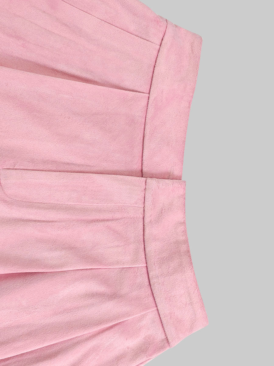 Jupe plissée taille haute, à taille élastique, à poches, couleur unie