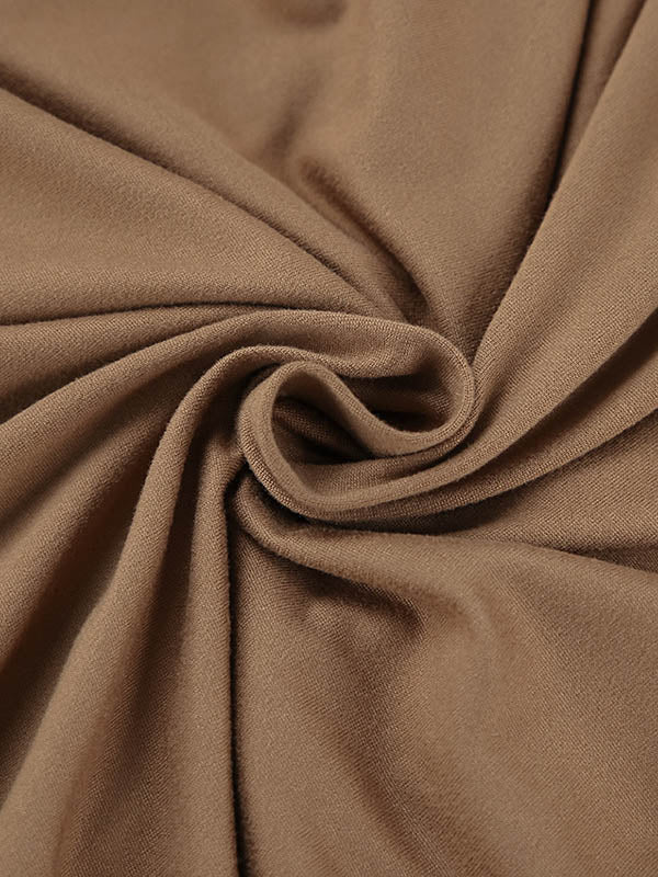 Robe courte moulante plissée coupe trapèze, à taille nouée, à fermeture éclair, à col rond, couleur unie