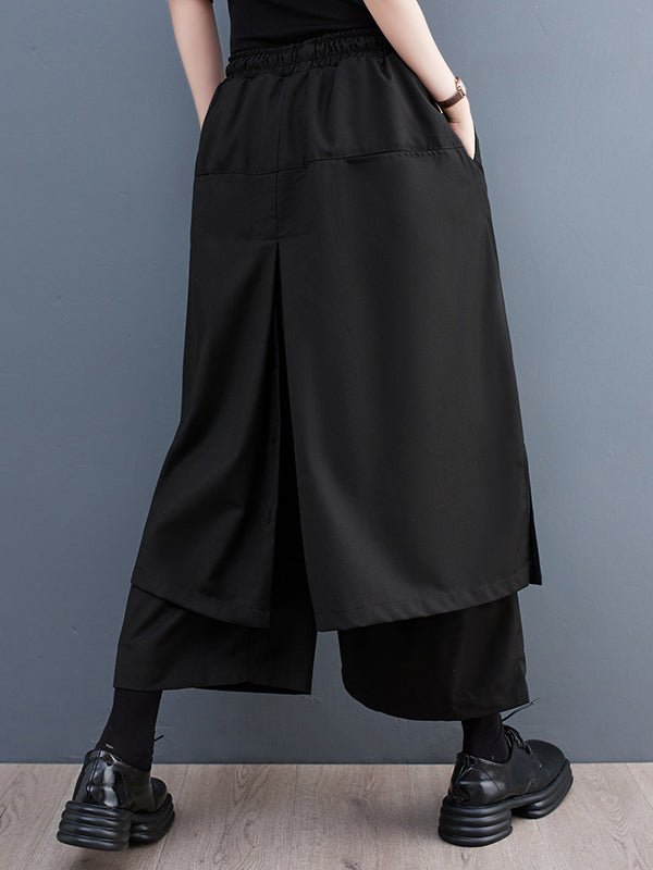 Pantalon ample à jambes larges, cordon de serrage, couleur unie, bas, culotte