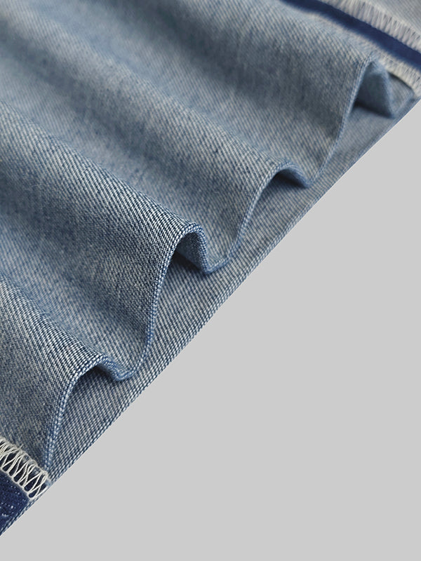 Jean taille haute, à jambes larges, à poches, couleur contrastée