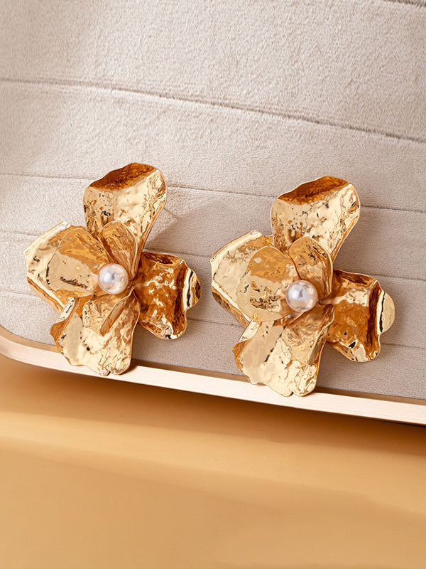 Boucles d'oreilles brillantes en forme de fleur