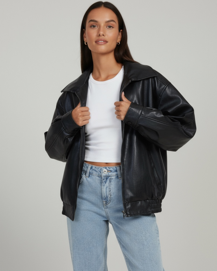 Vanessa | Veste en cuir vintage oversize pour femmes