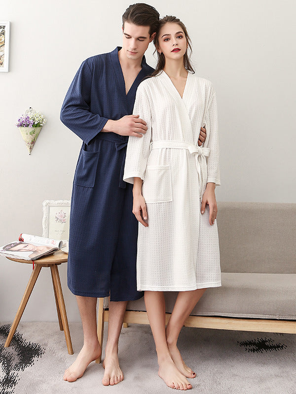 Robe de pyjama fine à bandage solide et confortable