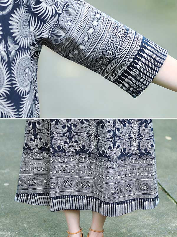 Robes mi-longues imprimées en mélange de coton vintage
