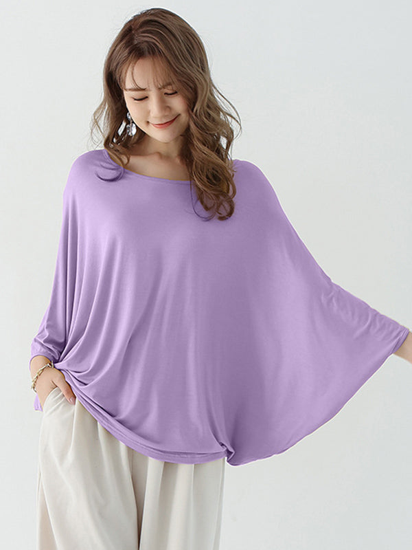 Chemise ample vintage, à col rond, à manches chauve-souris