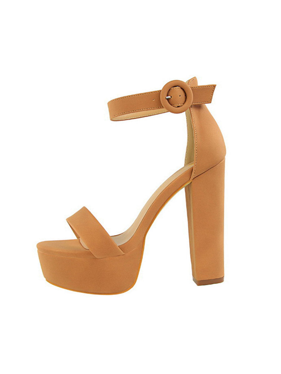 Sandales à talons à boucle, à bout ouvert, à empiècements