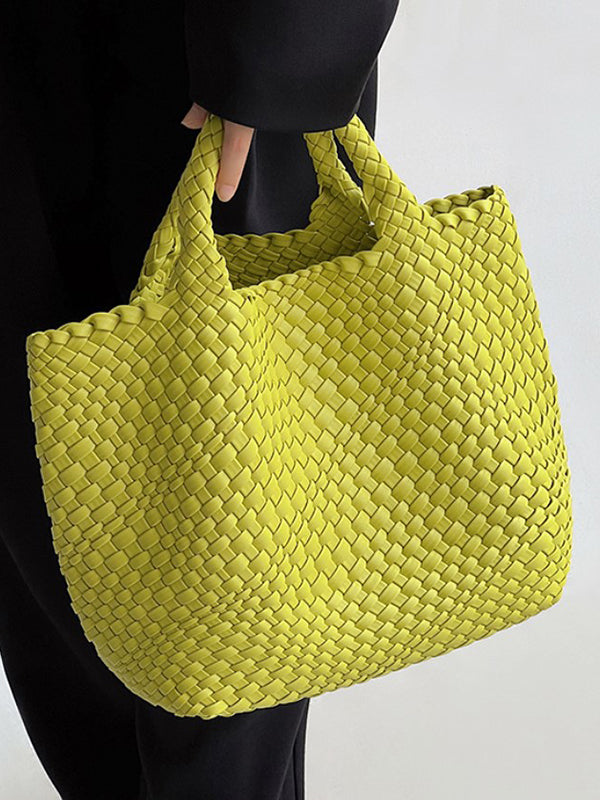 Sac à main tressé couleur unie