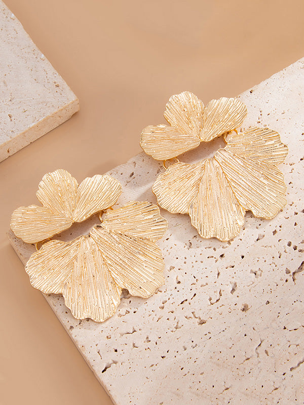 Boucles d'oreilles à coupe irrégulière, en forme de fleur