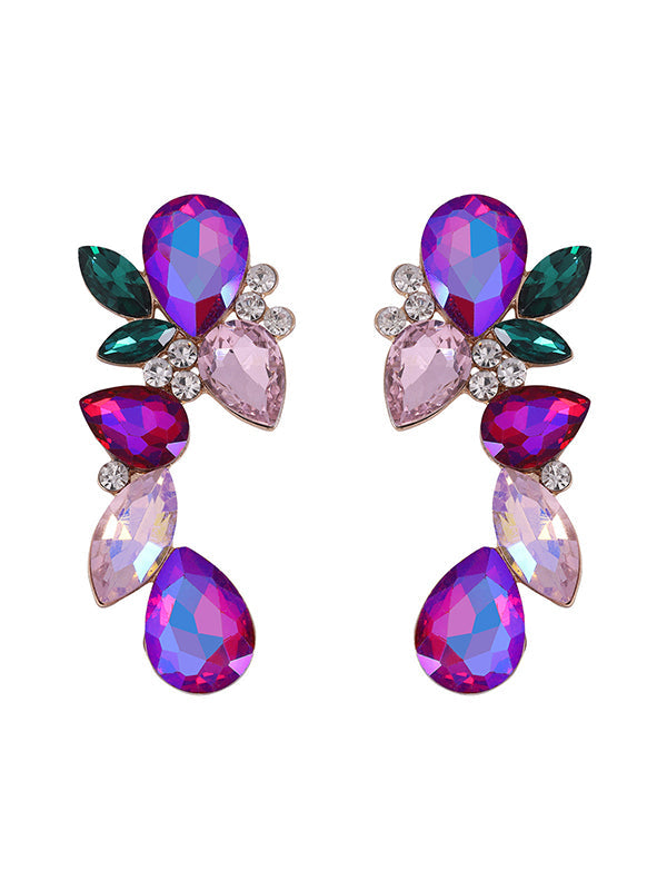 Boucles d'oreilles pendantes géométriques à strass