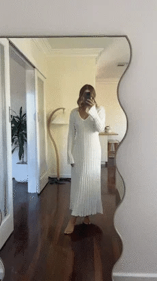 Sara - Nouvelle Robe Midi Tricot d'Automne avec Manches