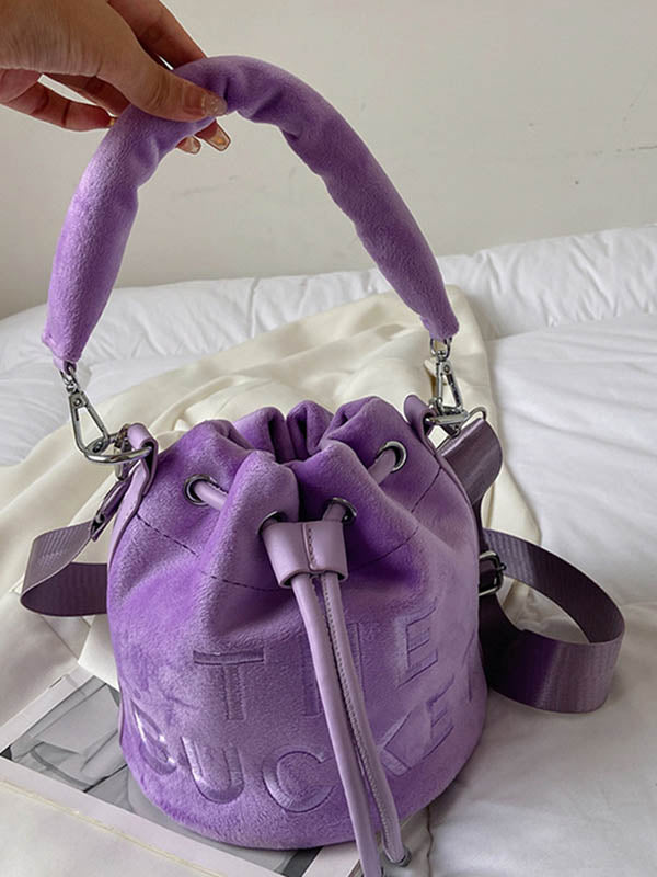 Sac à main à cordon de serrage, à imprimé lettres