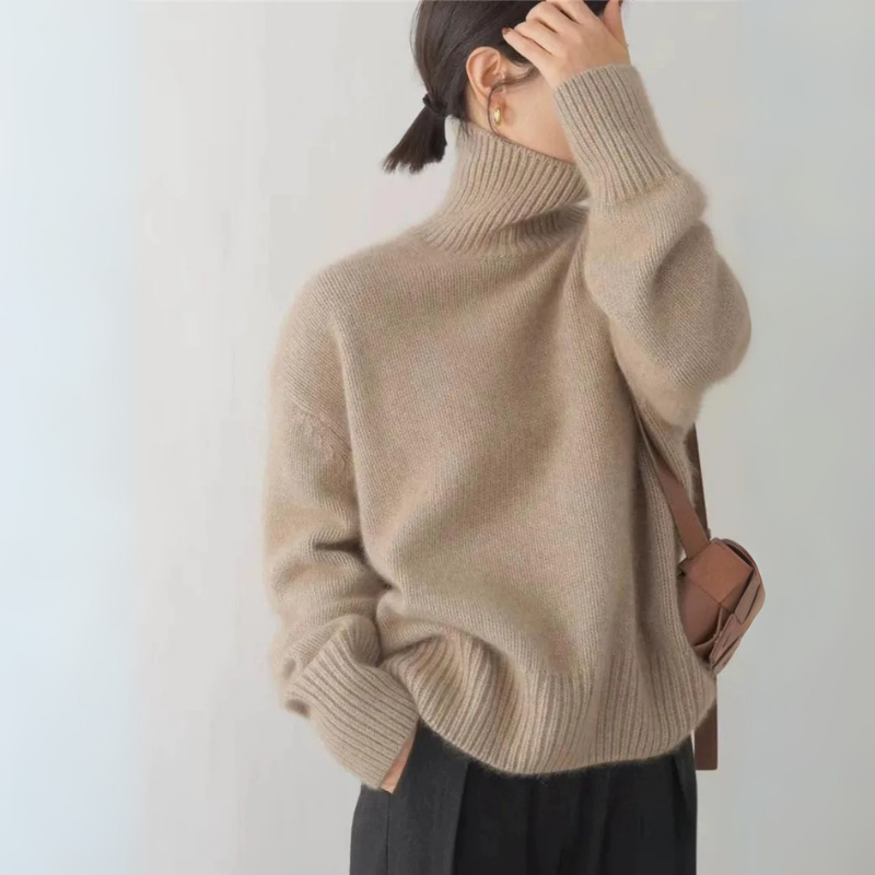 Pull Femme | Tricot Classique avec Col Roulé