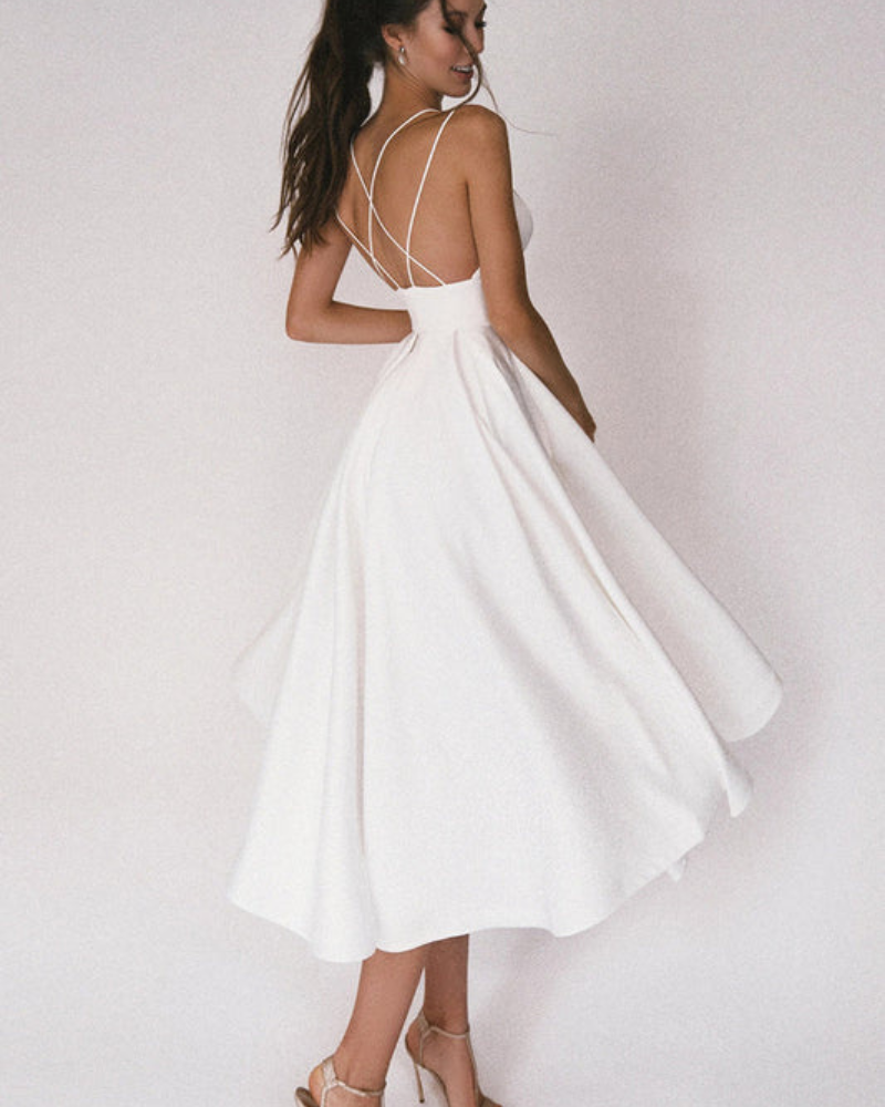 Robe de soirée élégante pour femmes | Robe cocktail avec bretelles spaghetti et décolleté en cœur