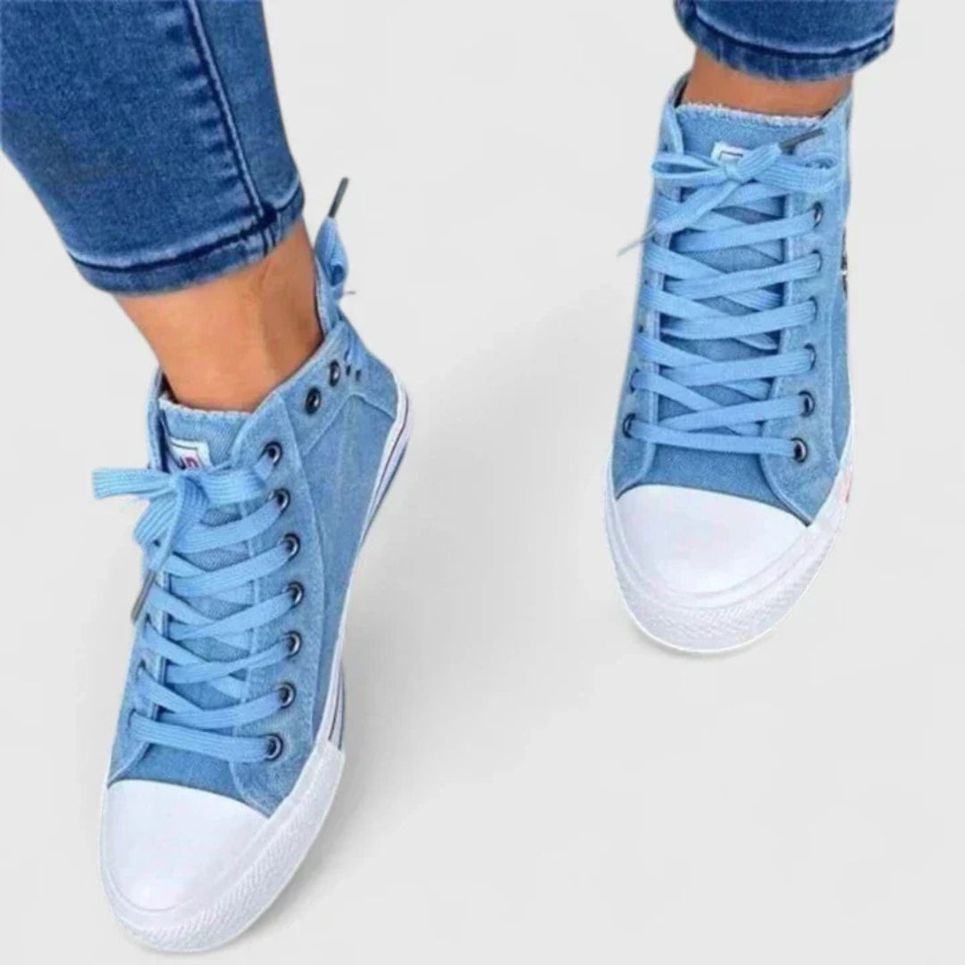 Michaela | Baskets en denim pour femmes à tige haute