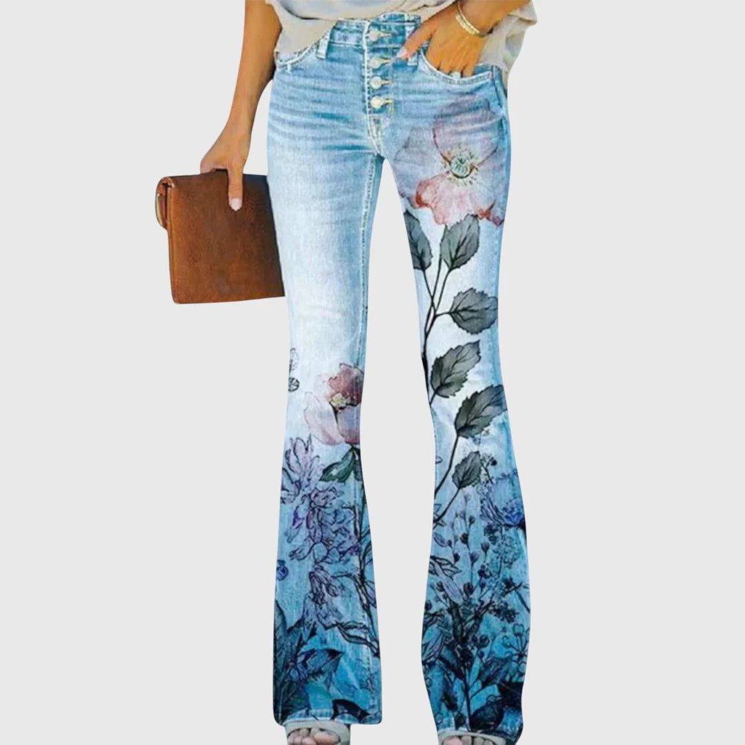 Nicole | Jeans Skinny Imprimé Fleurs pour Femmes
