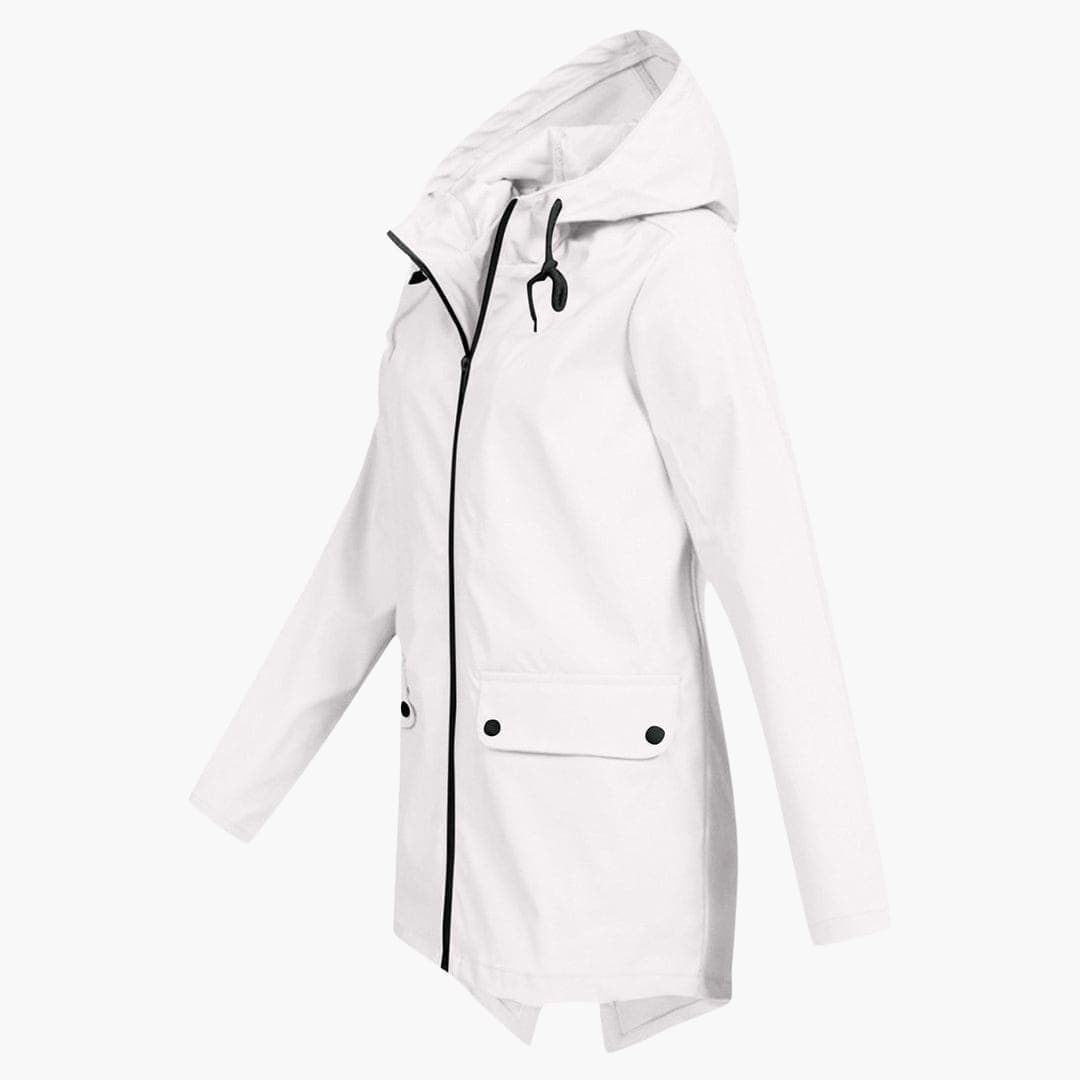 Manteau de pluie pour femmes avec capuche réglable et fermeture éclair