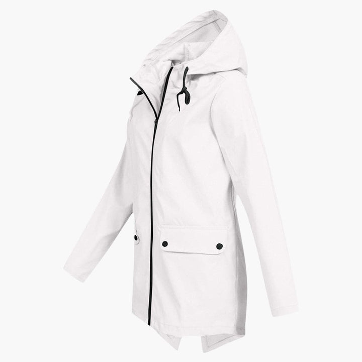 Manteau de pluie pour femmes avec capuche réglable et fermeture éclair
