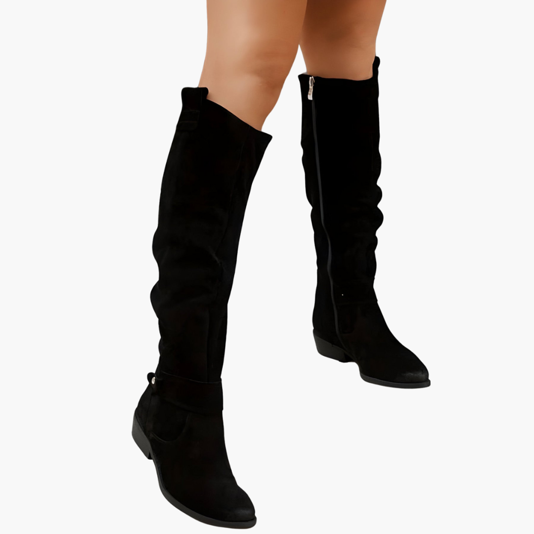 Bottes montantes - pour femmes avec talon bloc et fermeture éclair