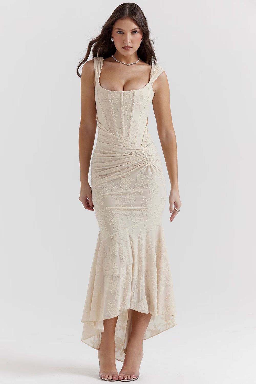 Robe Maxi Celeste avec décolleté en V profond