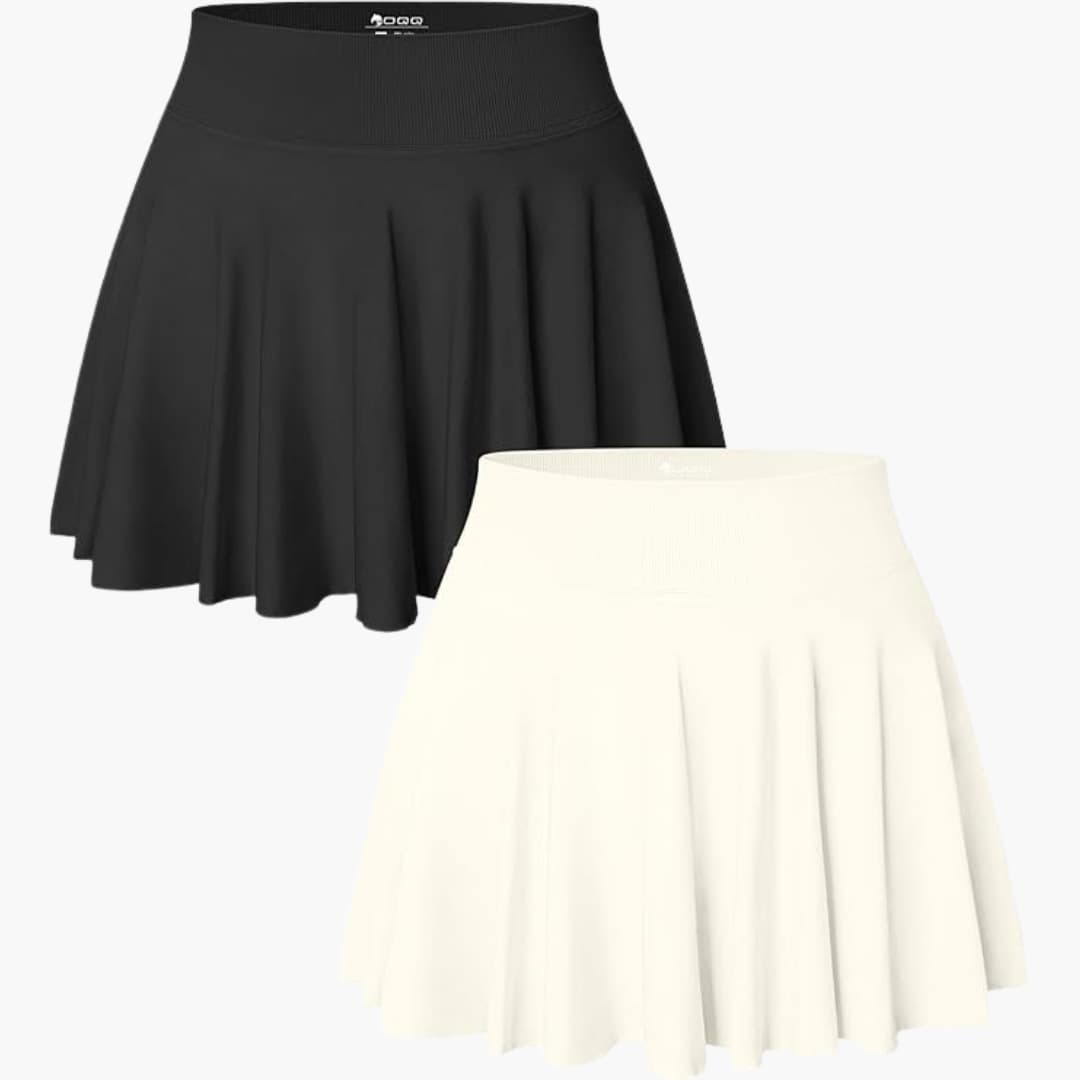 Pack de 2 jupes mini pour femmes avec taille haute et ceinture extensible