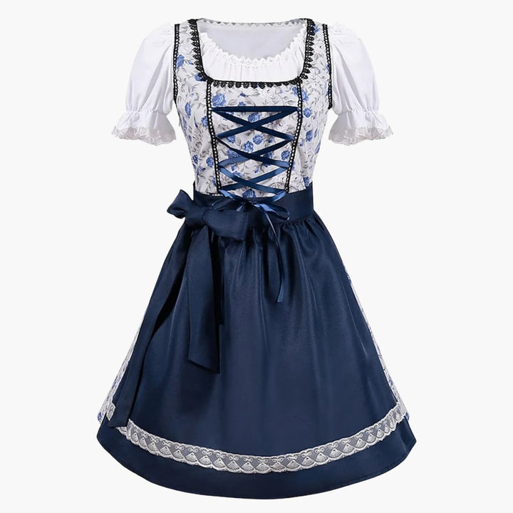 Robe dirndl florale avec corsage à lacets pour femmes - Oktoberfest 2025