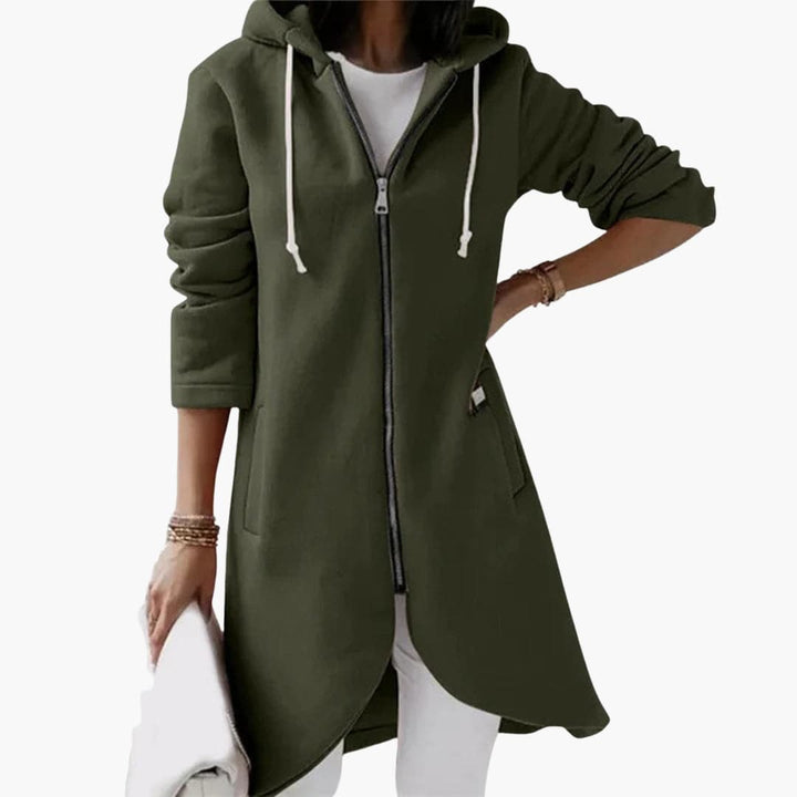 Hoodie long zippé pour femmes