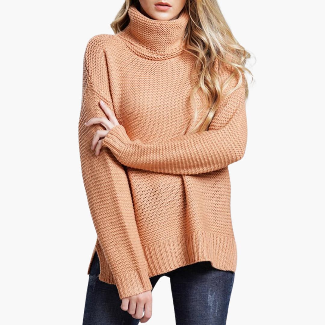Pull femme à col roulé et manches longues