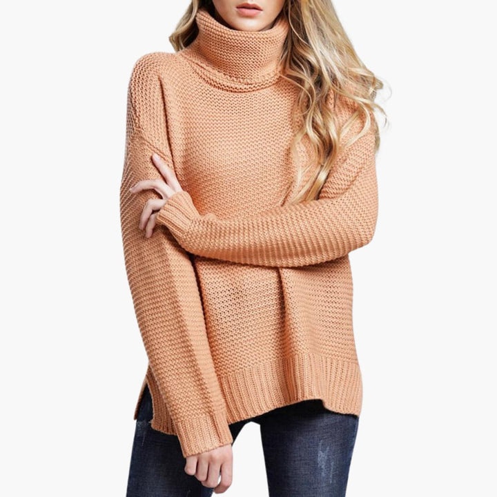 Pull femme à col roulé et manches longues