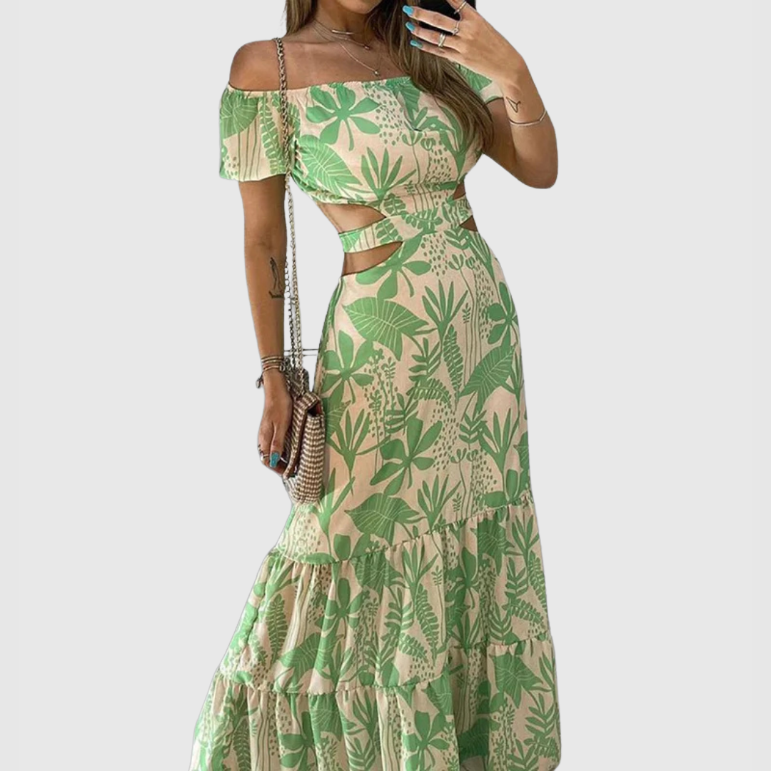 Arden - Robe midi élégante avec découpes en tissu irrégulier