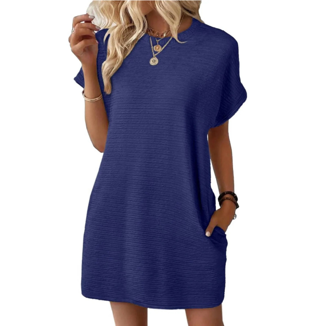 Clariss | Robe T-Shirt Femme Manches Courtes Col Rond Mini Été