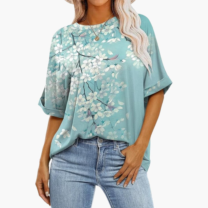 T-shirt oversize pour femmes avec col rond et manches courtes