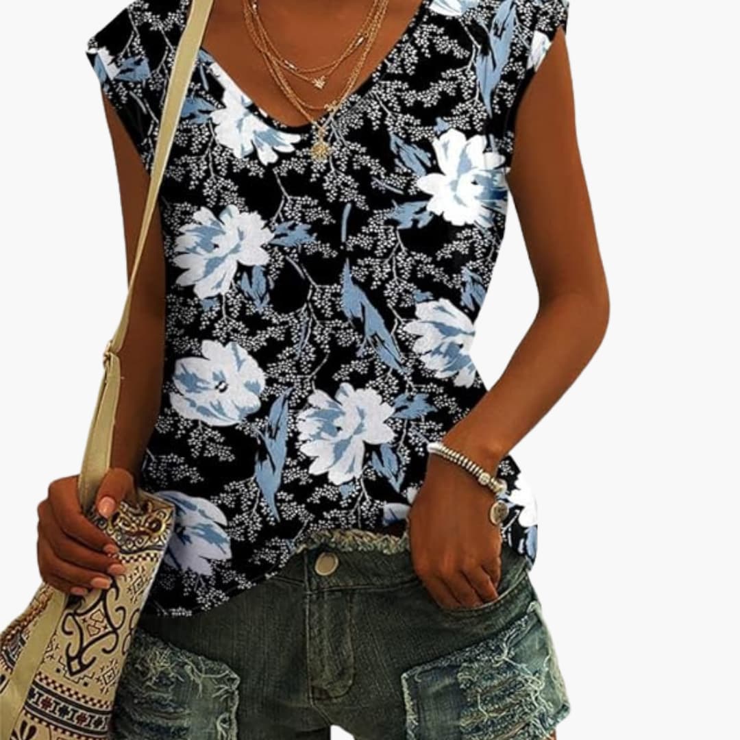 T-shirt à col en V pour femmes avec manches courtes pour l'été