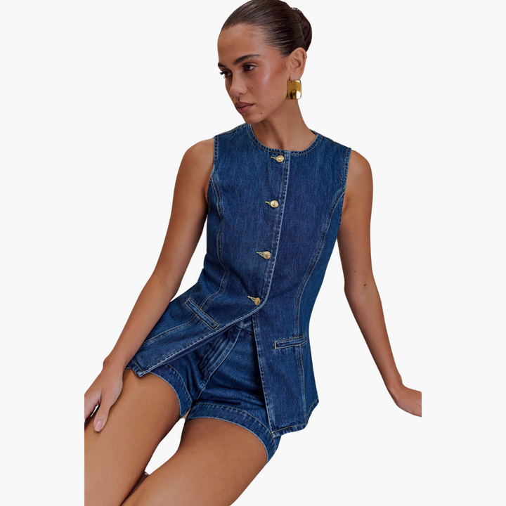 Ensemble de coordination en denim pour femmes - Tenue en jean deux pièces