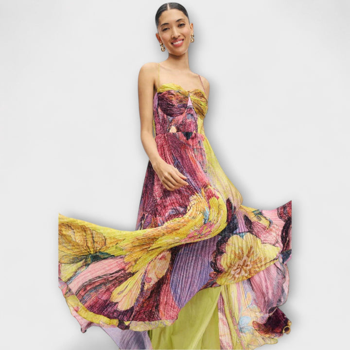 Kiara - Robe maxi avec un motif Ikat saisissant