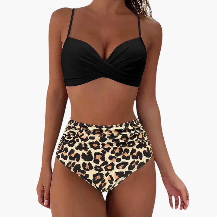 Ensemble de bikini deux pièces - Maillot de bain pour femmes avec imprimé floral et taille