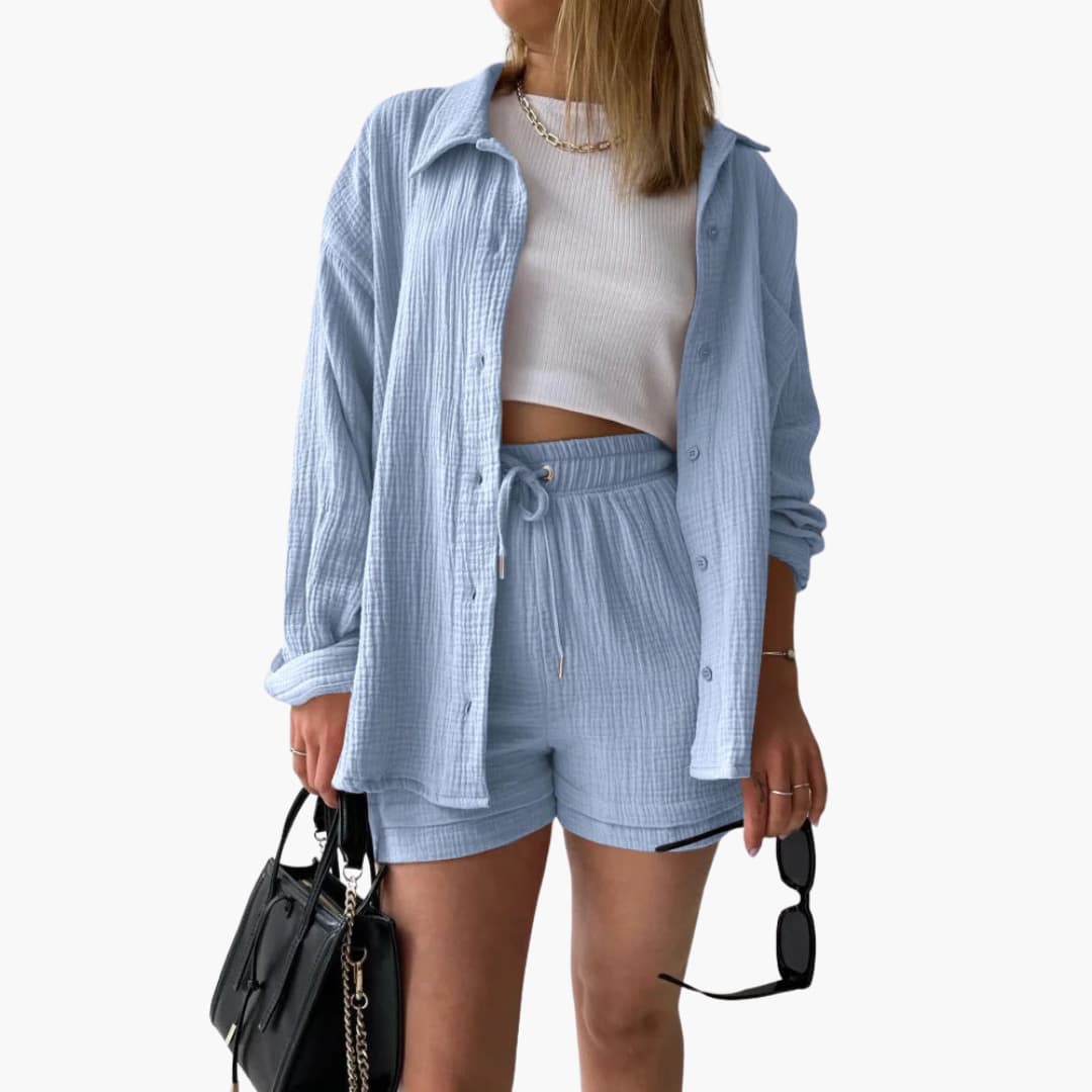 Ensemble deux pièces avec shorts pour femmes - look d'été décontracté