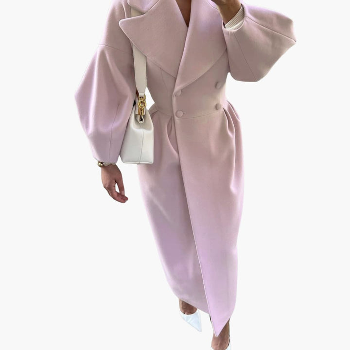 Manteau trench long avec revers pour femmes