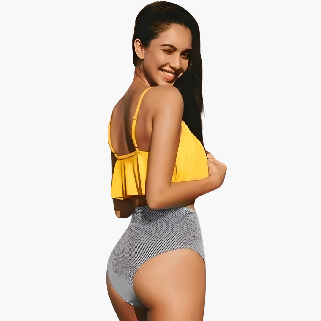 Ensemble de bikini pour femmes avec volants et tissu résistant aux UV