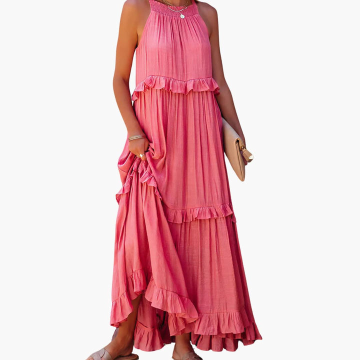 Robe maxi à volants - Robe à volants pour femmes, élégante et légère