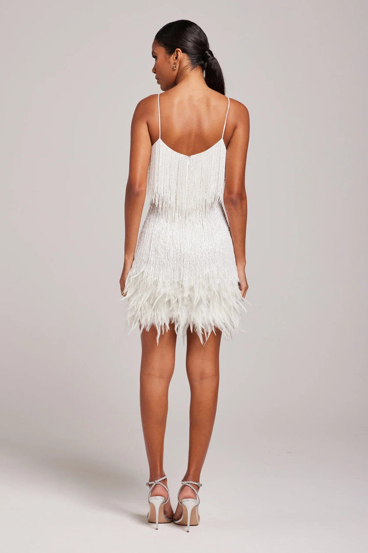 Astrid Fjerfrynsede Minikleid – Robe de fête glamour ornée de perles