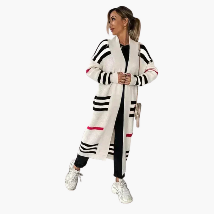 Cardigan Long pour Femmes avec Rayures