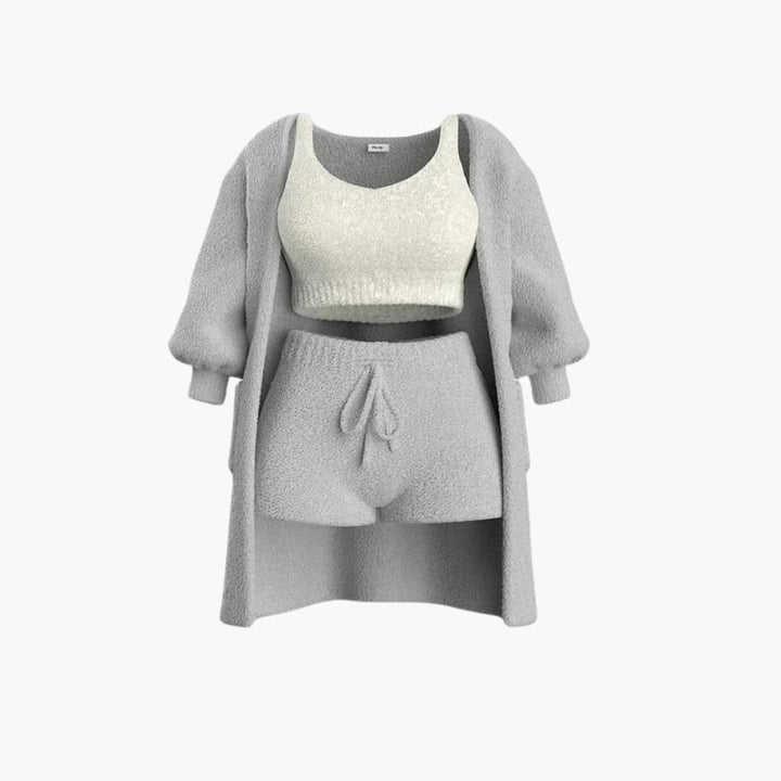 Ensemble de Loungewear - Ensemble en Tricot 3 pièces pour Femmes avec Cardigan